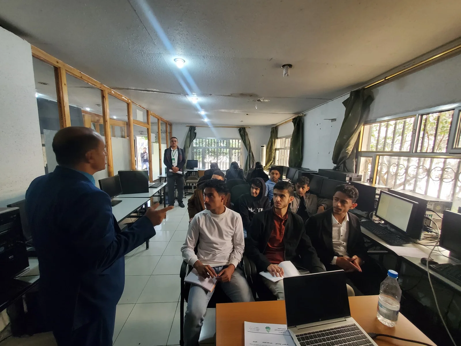 A scientific visit by Cybersecurity students at Al Jazeera University to the Telecommunications Institute in Ibb Governorate